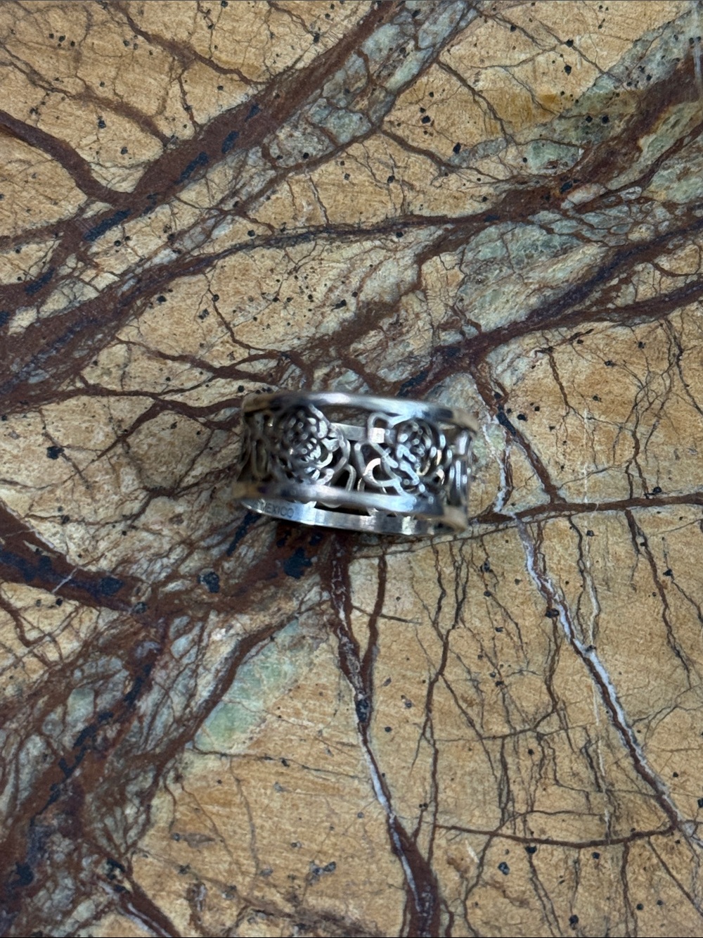 Fashion Jewelry Silver Floral Filigree Band Ring sterling 925 - Picture 5 of 5